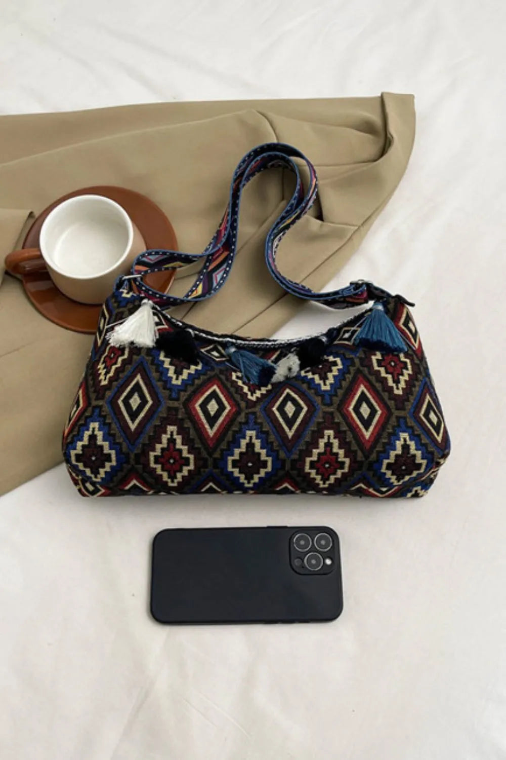 Tassel Strap Shoulder Bag with Adjustable Fit