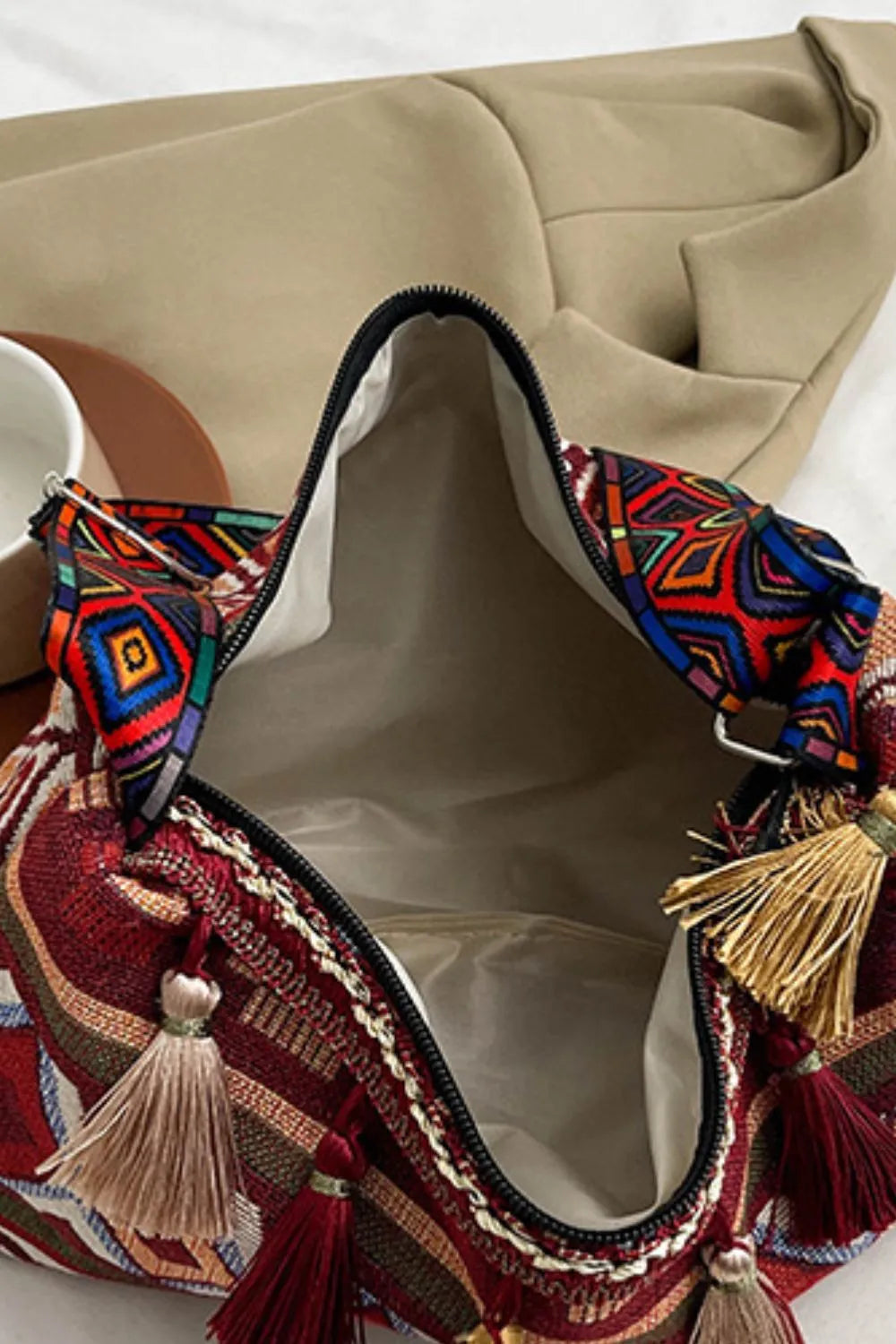 Tassel Strap Shoulder Bag with Adjustable Fit