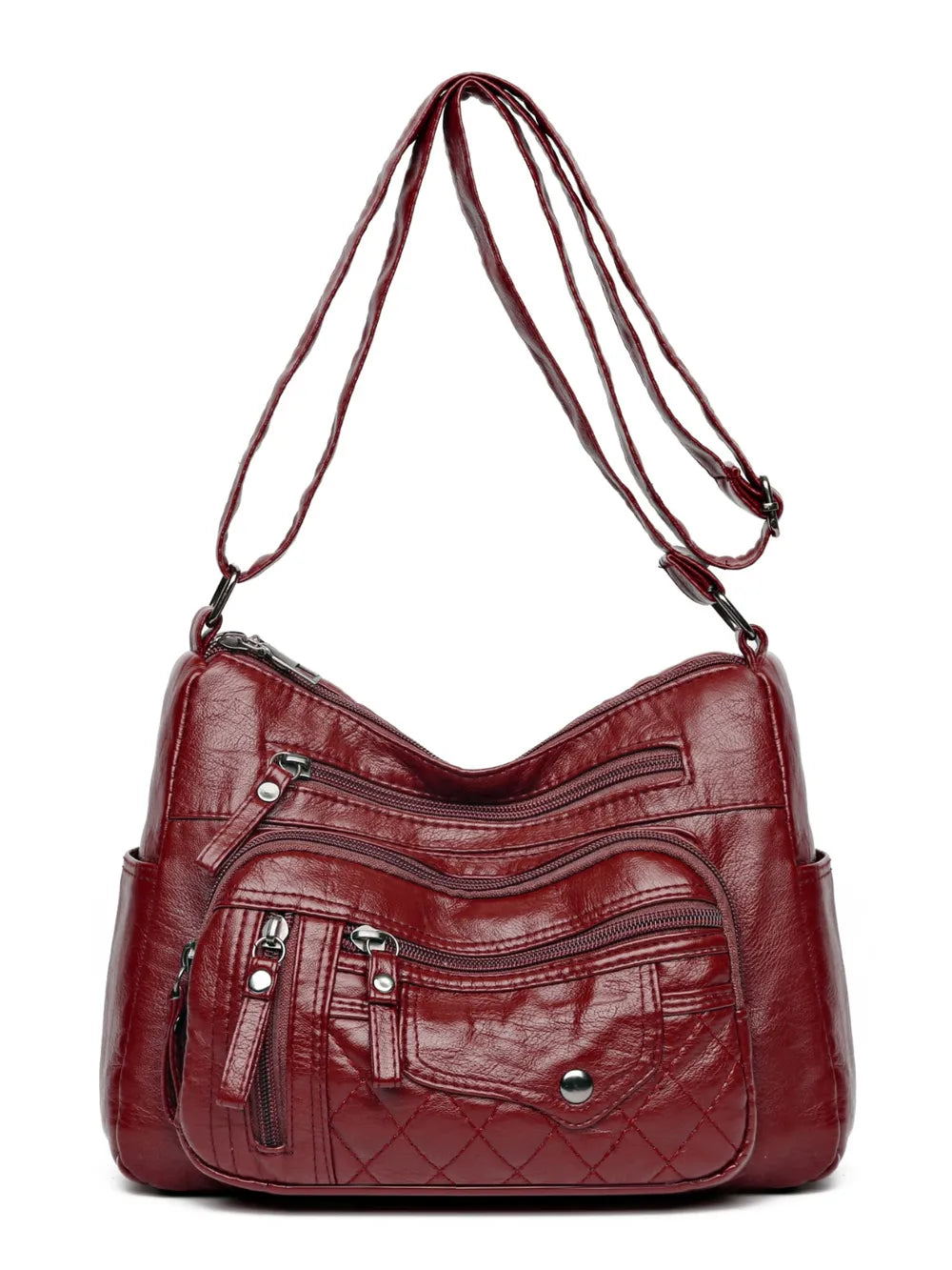 Stylish PU Leather Multi-Pocket Shoulder Bag