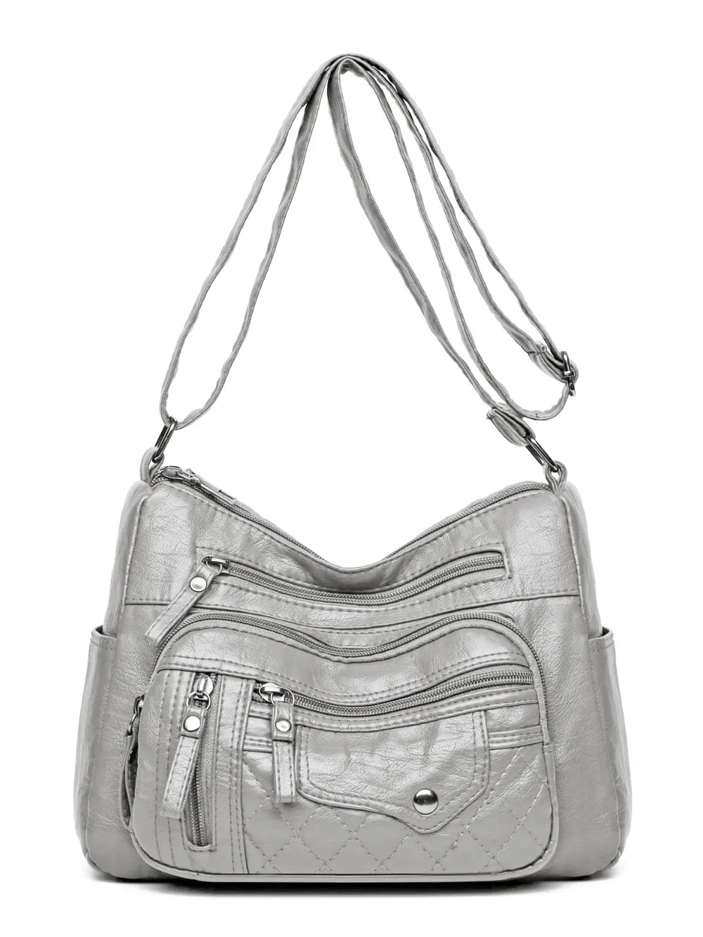 Stylish PU Leather Multi-Pocket Shoulder Bag