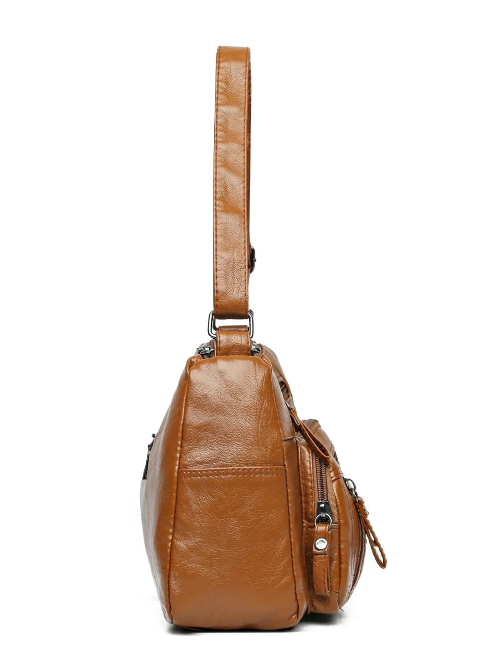 Stylish PU Leather Multi-Pocket Shoulder Bag