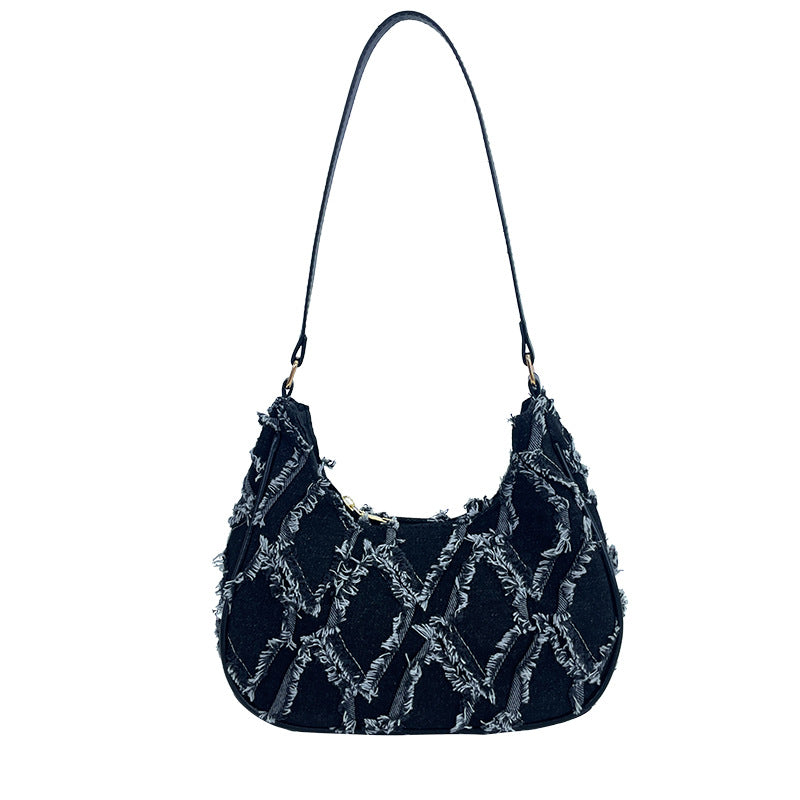 Raw Edge Cloth Shoulder Bag for Everyday Style