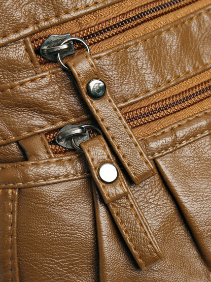 Ruched Adjustable Strap PU Leather Bag