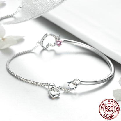 S925 Silver Bracelet -  Elegant Heart Shaped Design