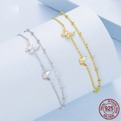 S925 Silver Bracelet - Double Layer Butterfly