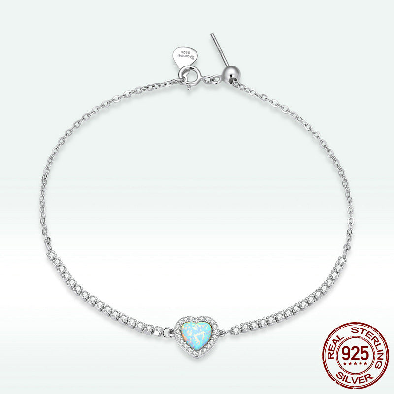 S925 Silver Bracelet - Heart-Shaped Love for Lasting Bonds