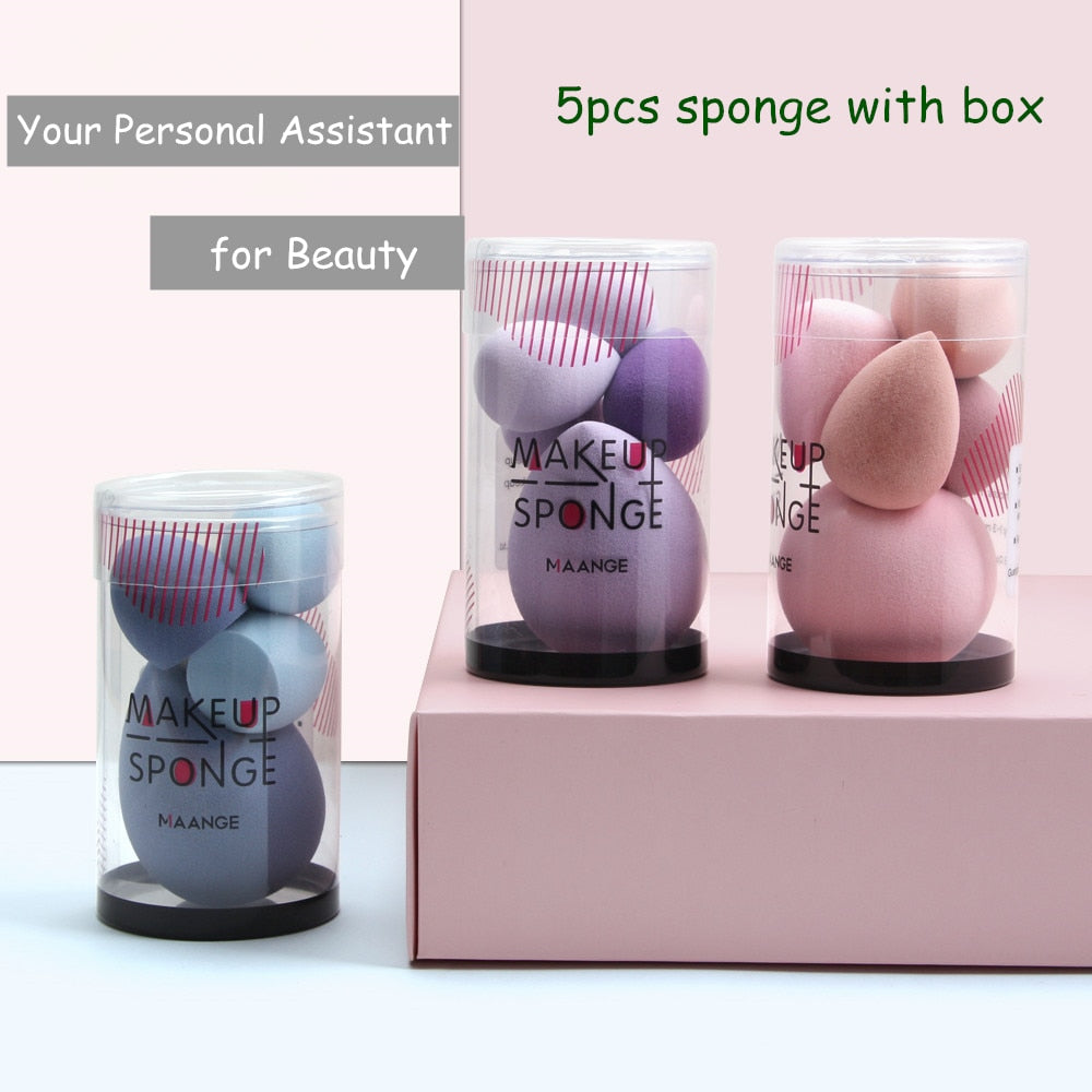5Pcs Makeup Sponge Blender Set – Professional Beauty Puffs for Flawless Foundation