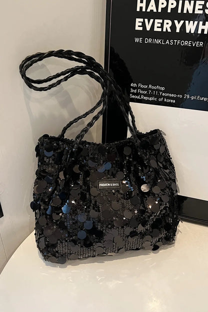 Sequin Braided Strap Chic Shoulder Bag
