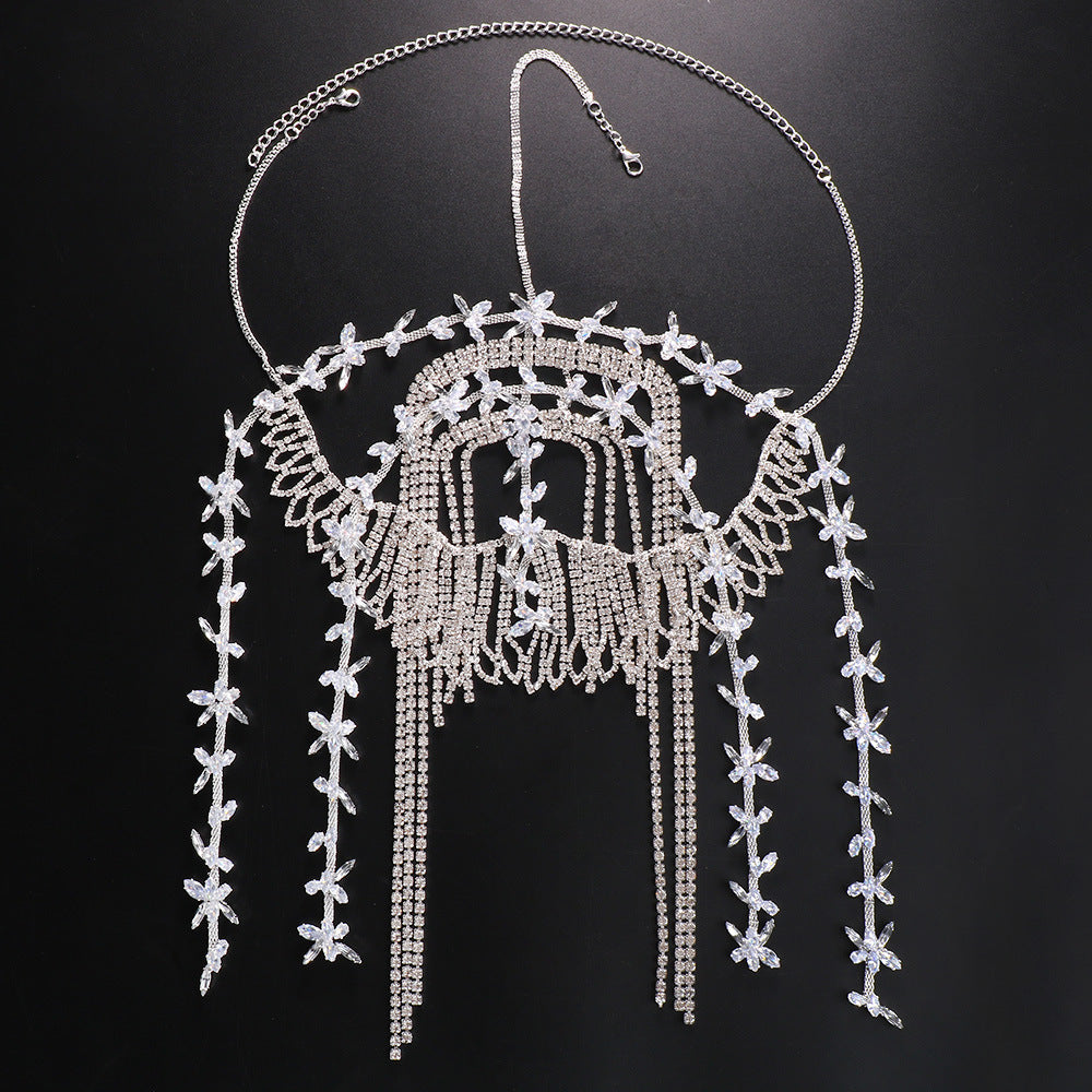 Fashionable Leaf Water Diamond Tassel Hair Chain – Elegant Women’s Headwear ✨