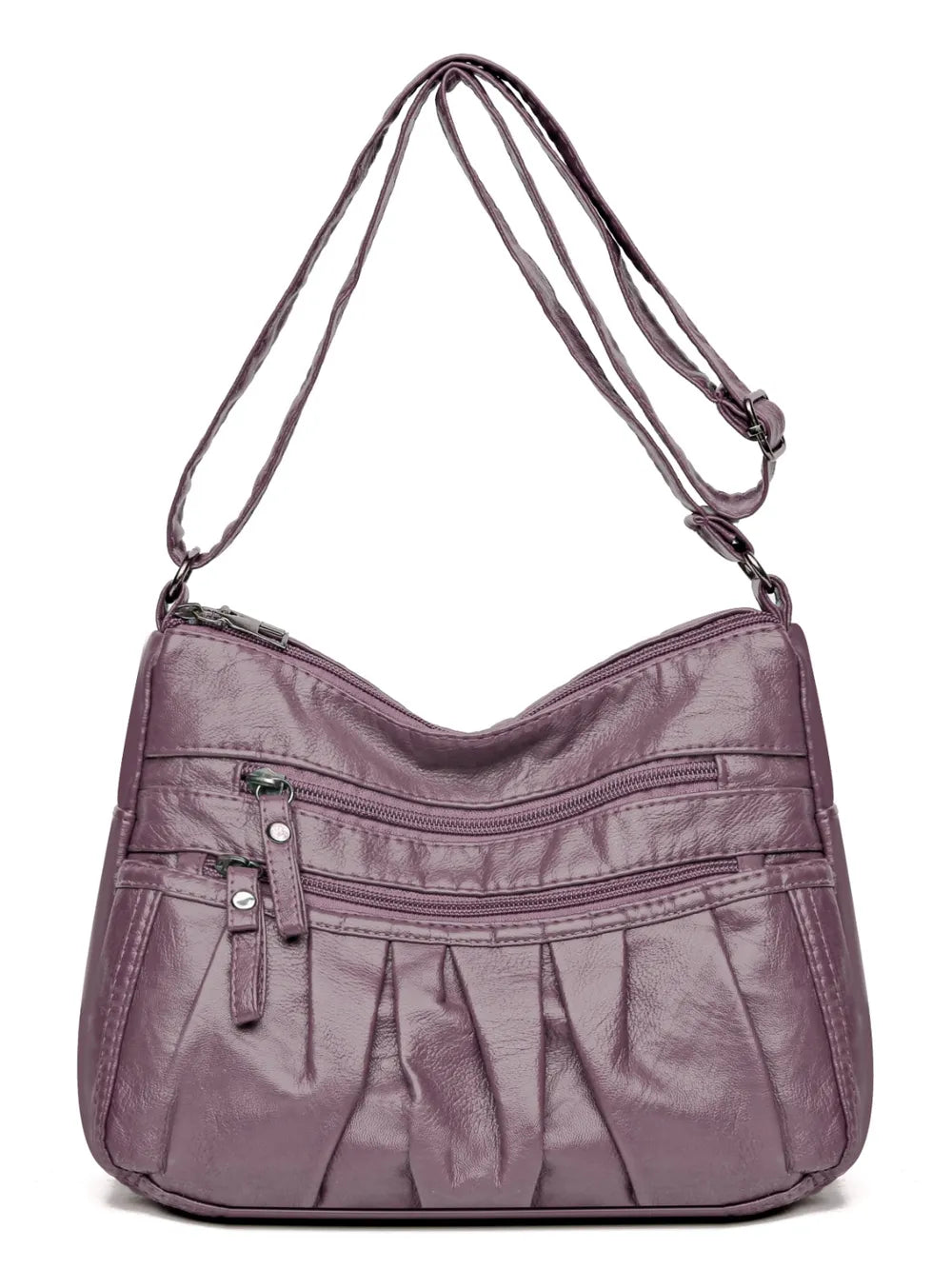 Ruched Adjustable Strap PU Leather Bag