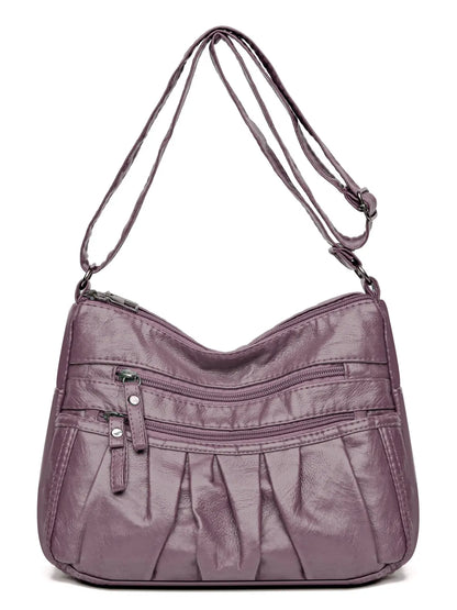 Ruched Adjustable Strap PU Leather Bag