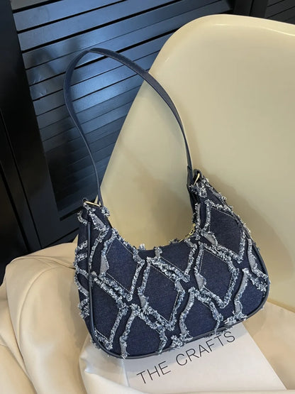 Raw Edge Cloth Shoulder Bag for Everyday Style