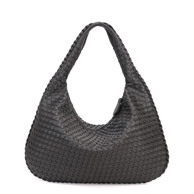 Handmade Woven Leather Hobo Bag, Spacious