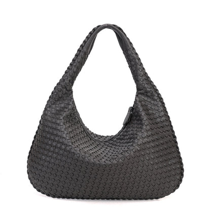 Handmade Woven Leather Hobo Bag, Spacious
