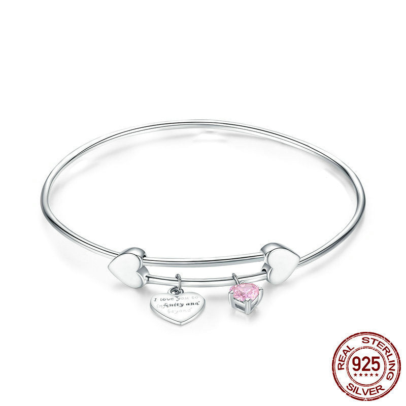 S925 Silver Bracelet - Heart-Shaped Design