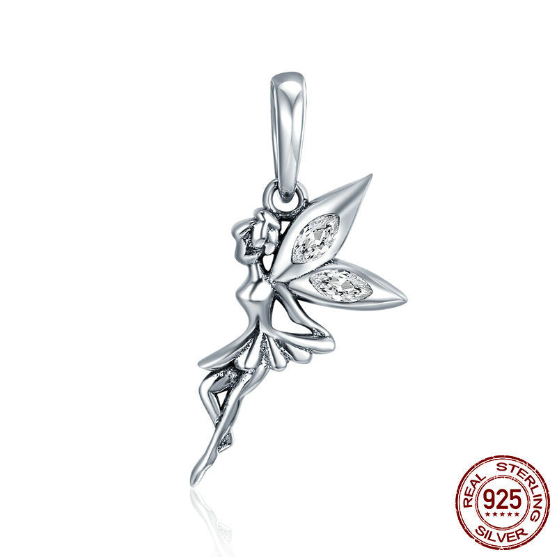 S925 Silver Necklace - Personalized Flower Fairy Silver Charm
