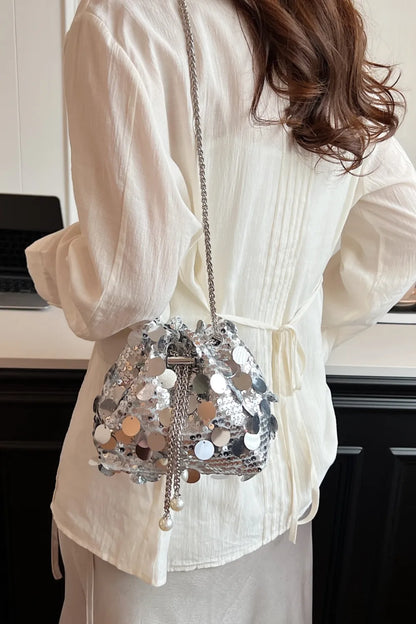 Sequin Drawstring Crossbody Bag for Style