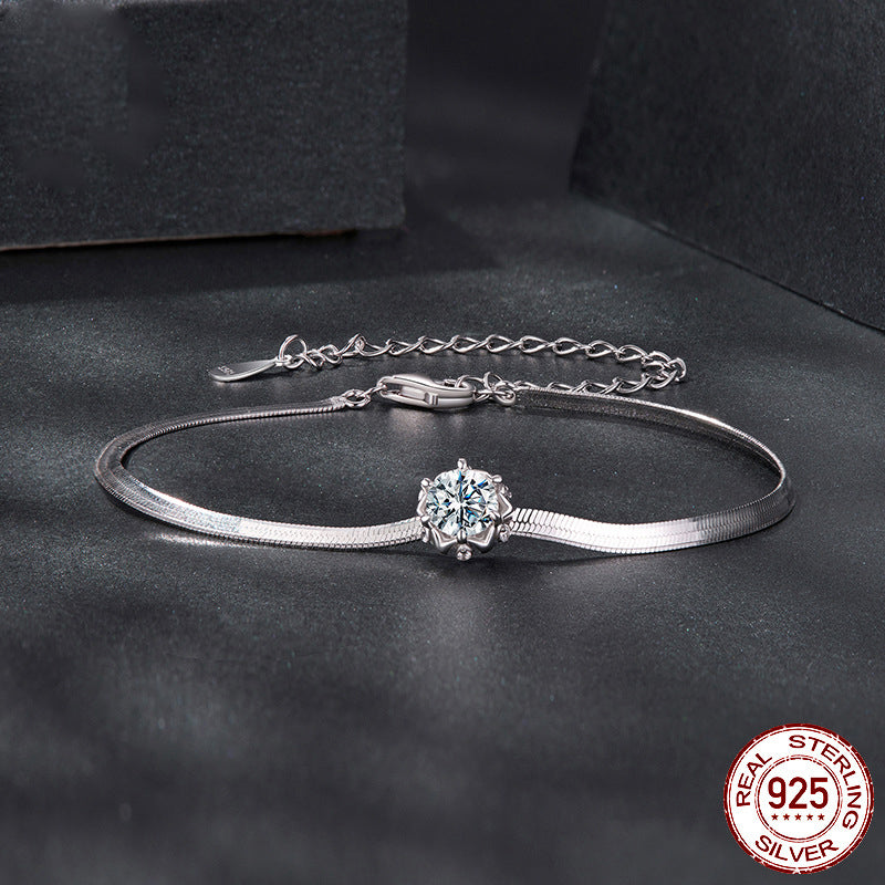 S925 Silver Bracelet - Elegant Floral Charm