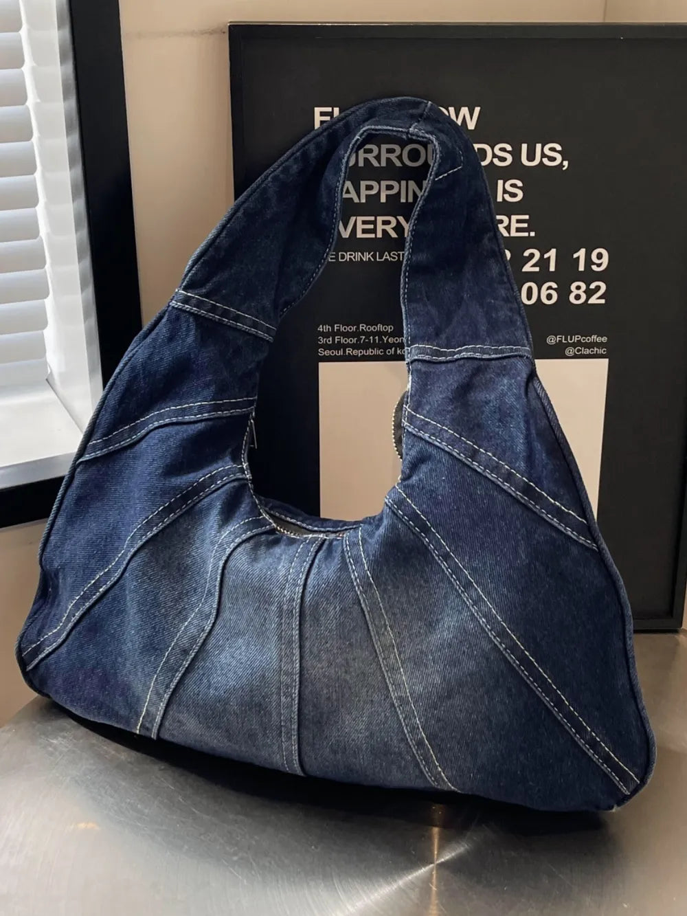 Crescent Denim Shoulder Bag for Everyday Use