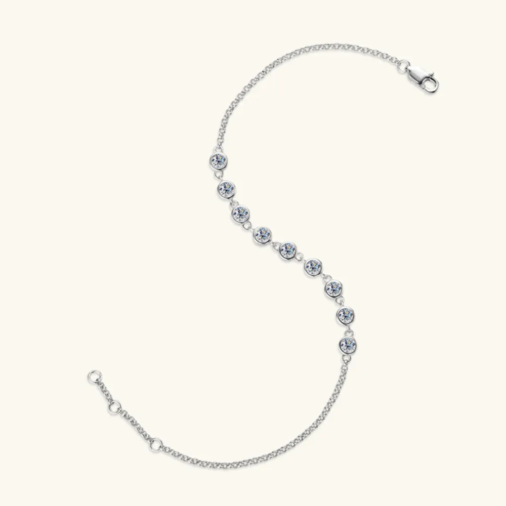 S925 Silver Bracelet - Inlaid Moissanite Elegance