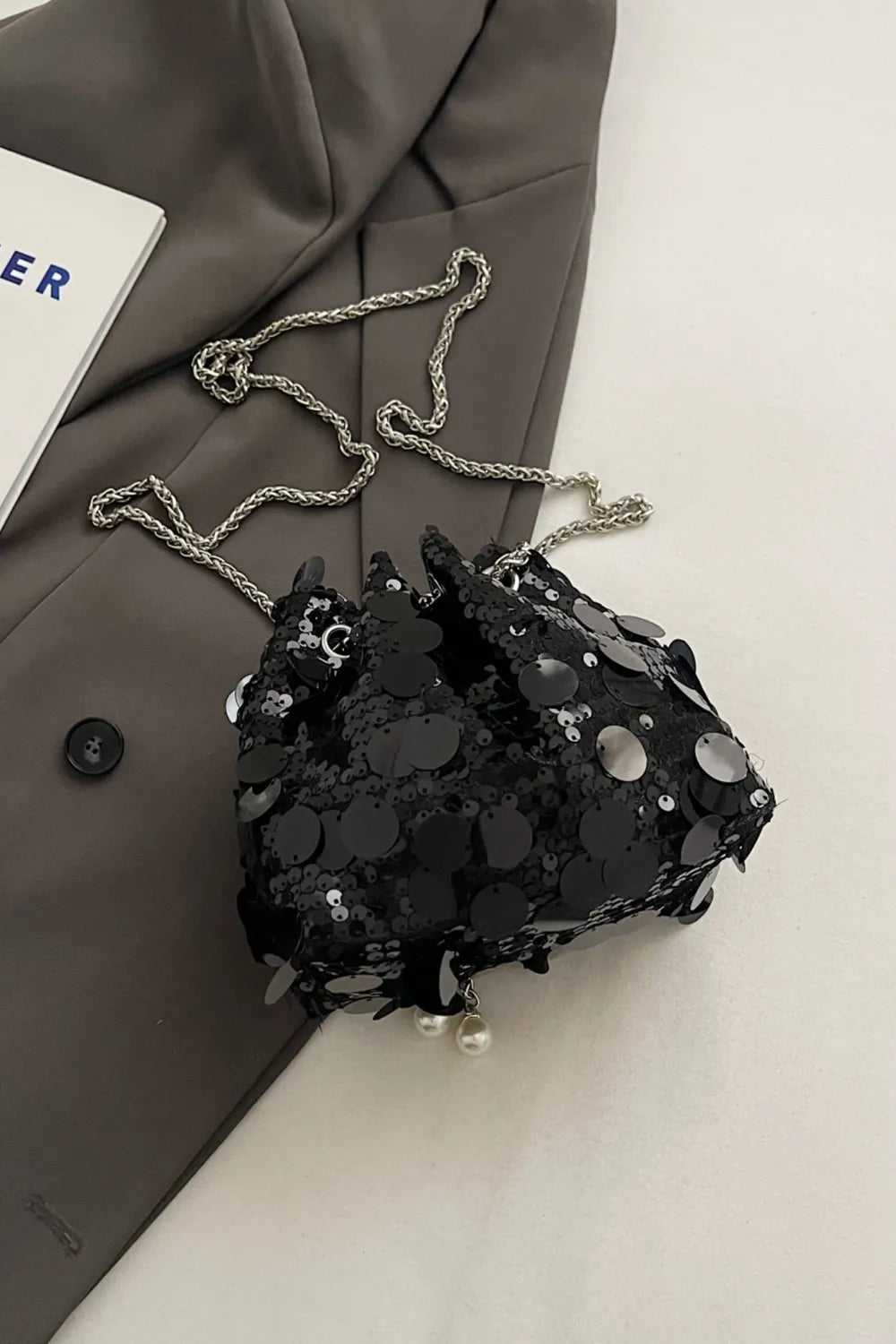 Sequin Drawstring Crossbody Bag for Style