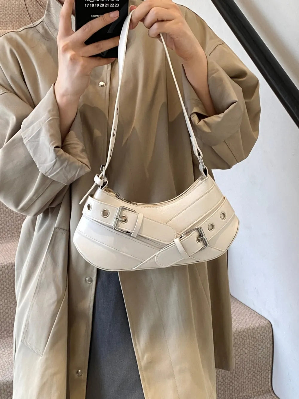 Chic PU Leather Buckle Shoulder Bag