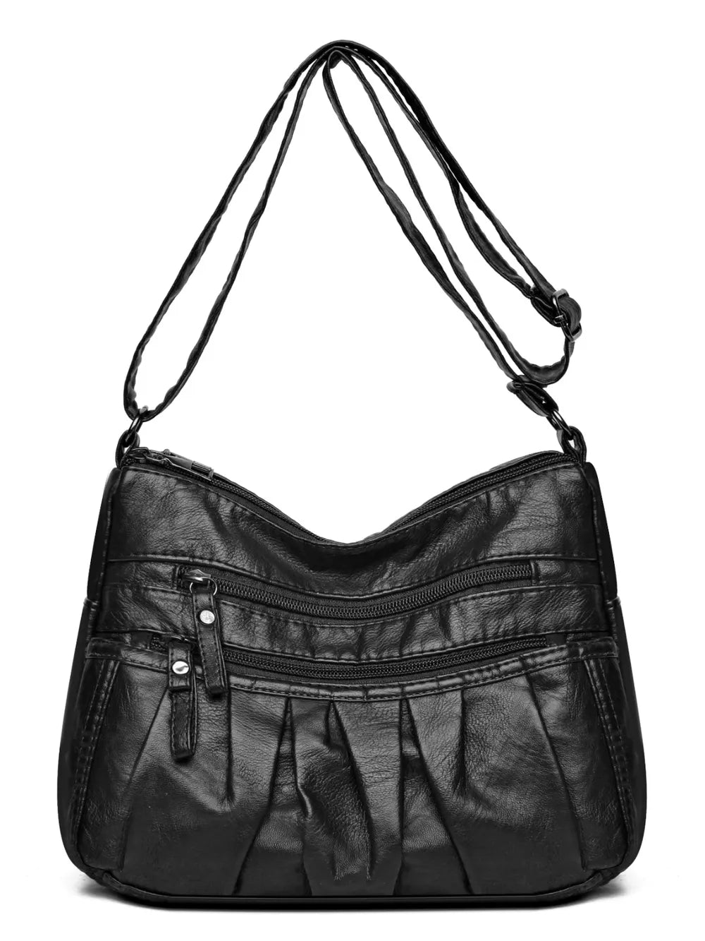 Ruched Adjustable Strap PU Leather Bag