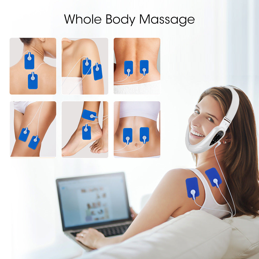 Remote Control Microcurrent Face Slimmer – EMS V-Face Lifting &amp; Light Therapy Device