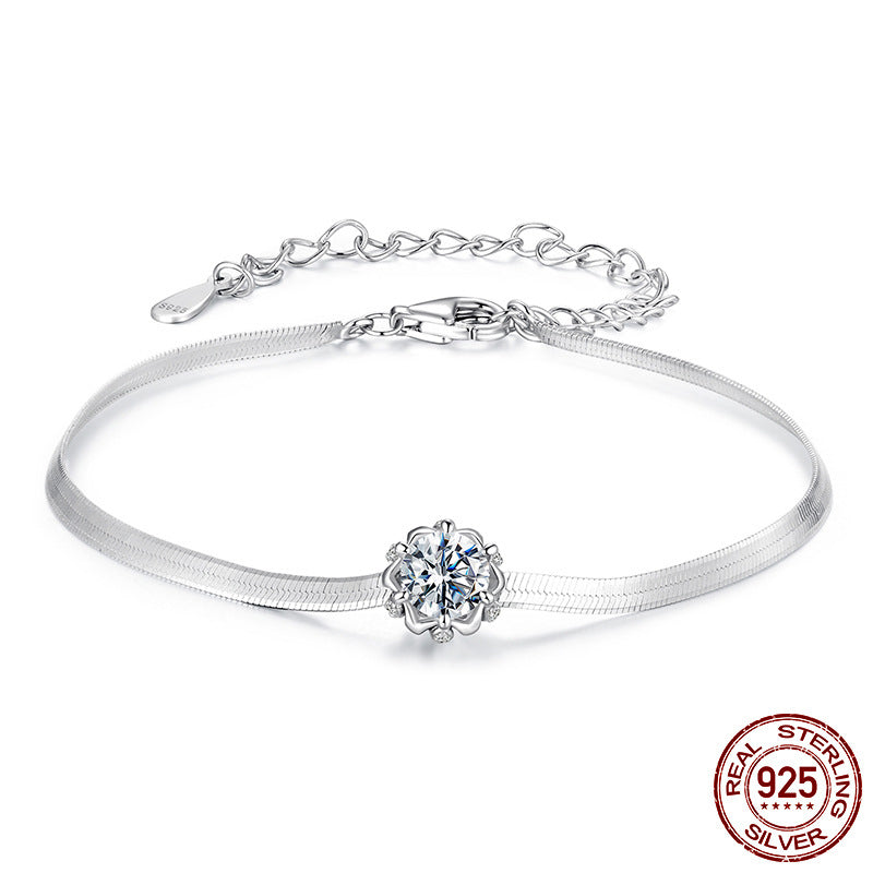S925 Silver Bracelet - Elegant Floral Charm