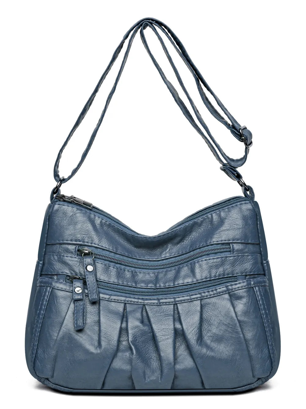 Ruched Adjustable Strap PU Leather Bag