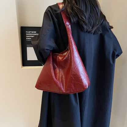 Vintage Wine Red Soft PU Leather Tote Bag
