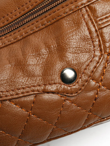 Stylish PU Leather Multi-Pocket Shoulder Bag