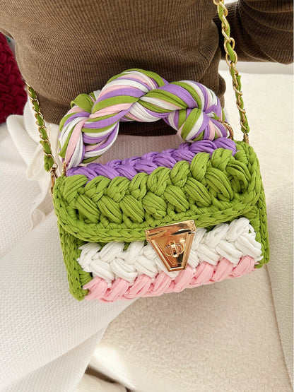 Hand Woven Crochet Shoulder Bag with Tassels