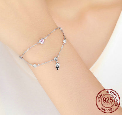 S925 Silver Bracelet - Elegant Sweetheart