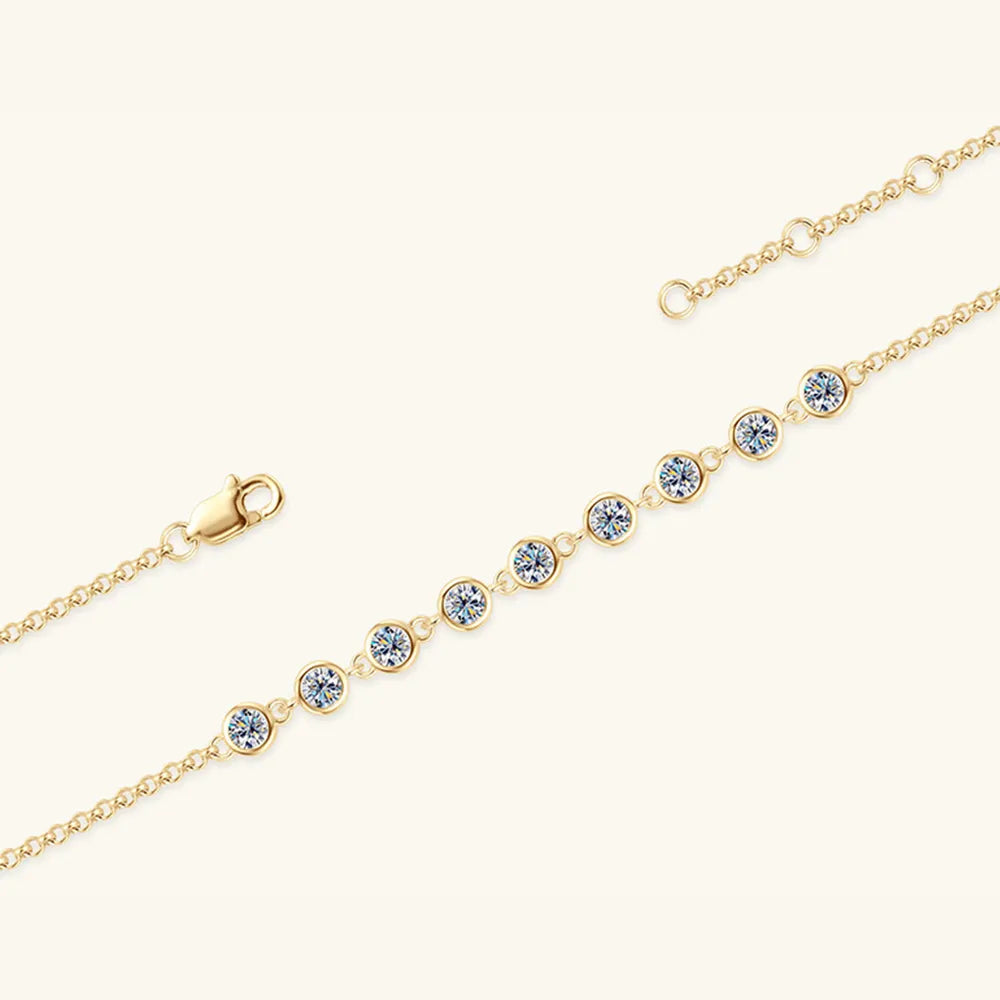 S925 Silver Bracelet - Inlaid Moissanite Elegance