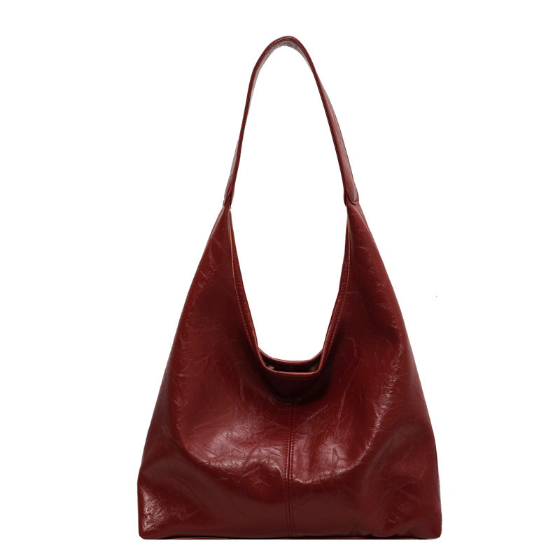 Vintage Wine Red Soft PU Leather Tote Bag