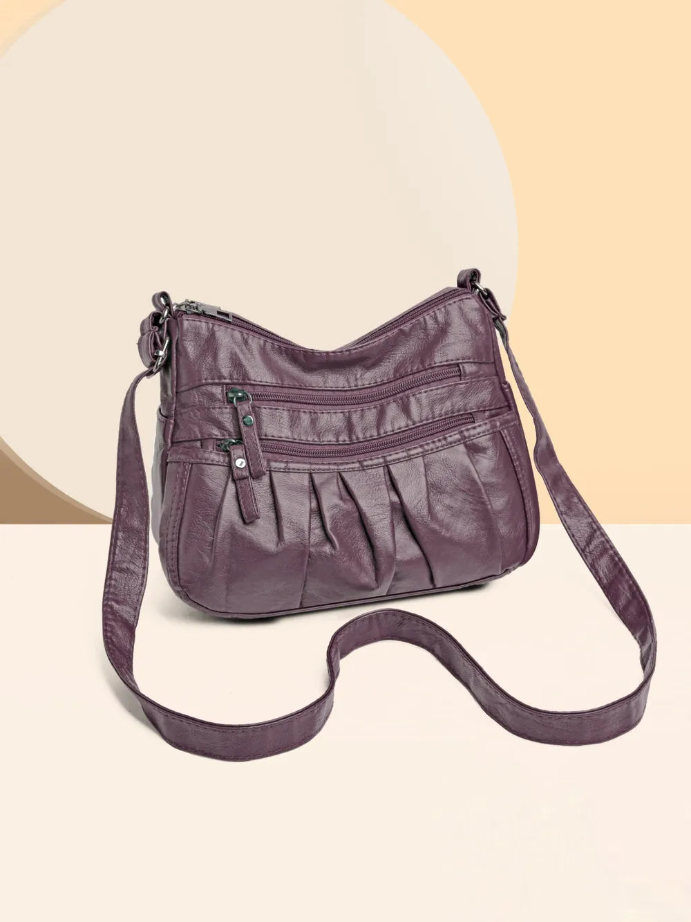 Ruched Adjustable Strap PU Leather Bag