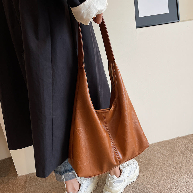 Vintage Wine Red Soft PU Leather Tote Bag