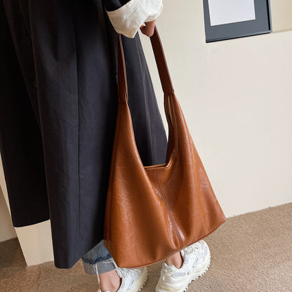 Vintage Wine Red Soft PU Leather Tote Bag