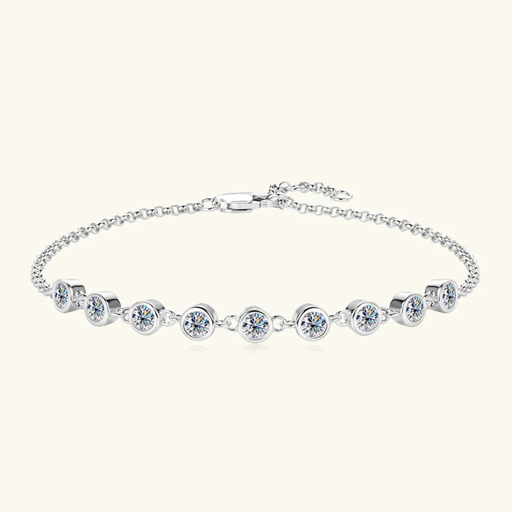 S925 Silver Bracelet - Inlaid Moissanite Elegance