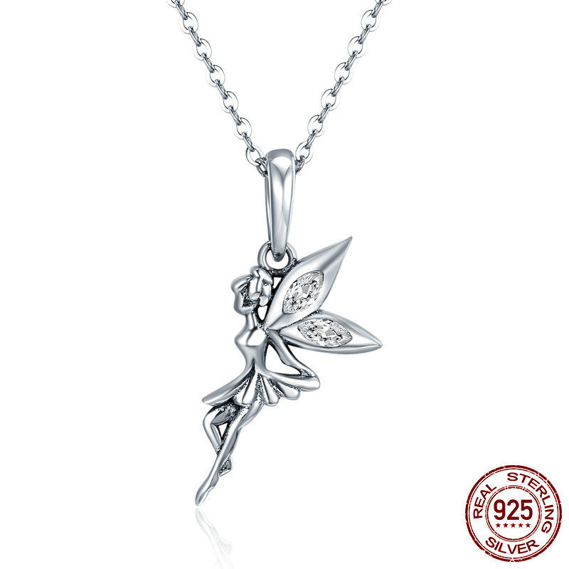 S925 Silver Necklace - Personalized Flower Fairy Silver Charm
