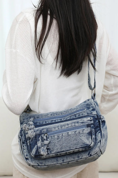 Adjustable Denim Crossbody Bag for Everyday Use