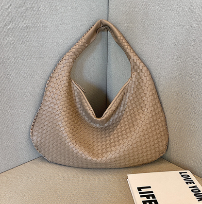 Handmade Woven Leather Hobo Bag, Spacious