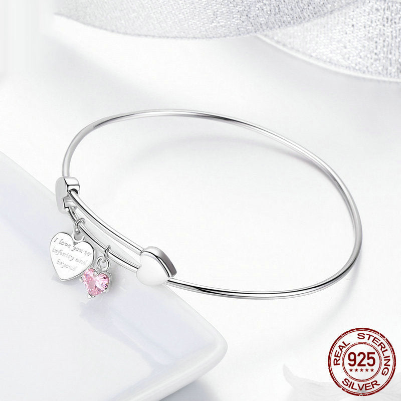 S925 Silver Bracelet - Heart-Shaped Design