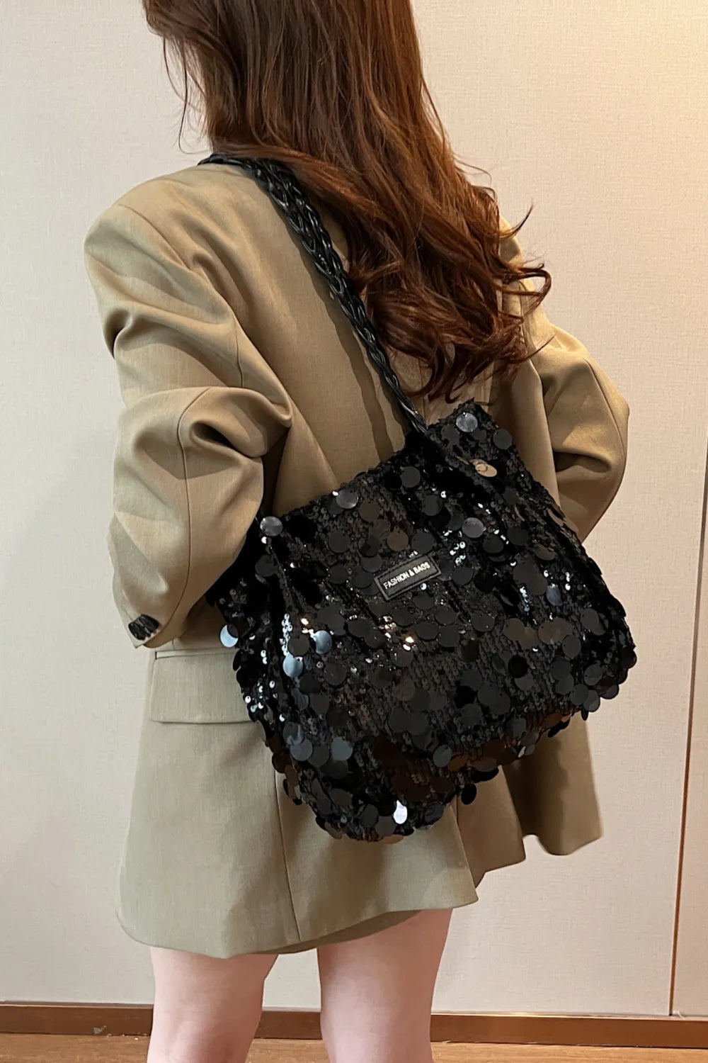 Sequin Braided Strap Chic Shoulder Bag