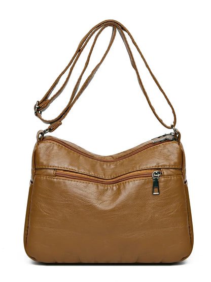 Ruched Adjustable Strap PU Leather Bag
