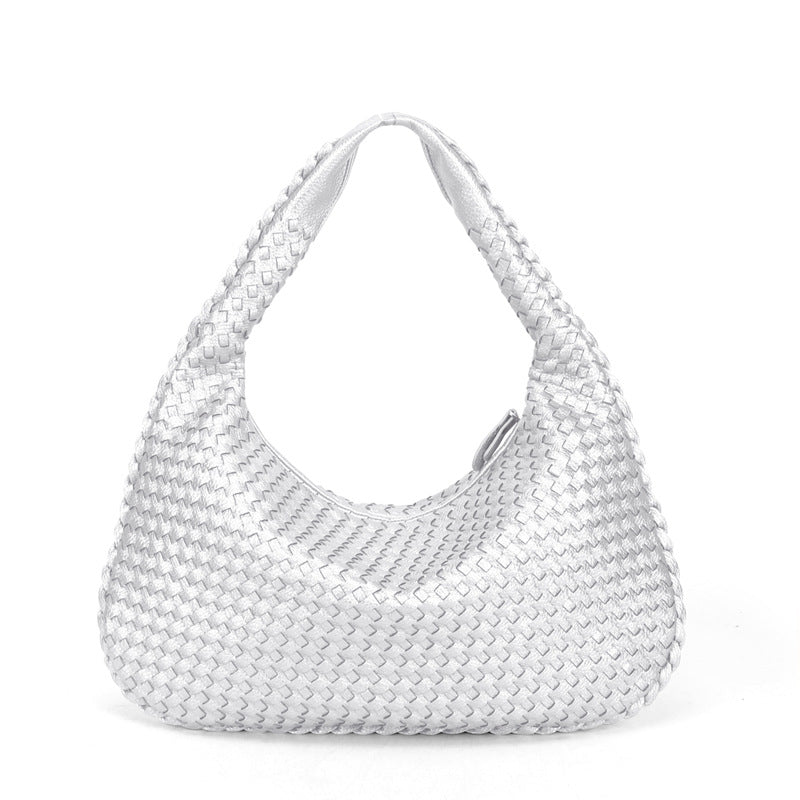 Handmade Woven Leather Hobo Bag, Spacious