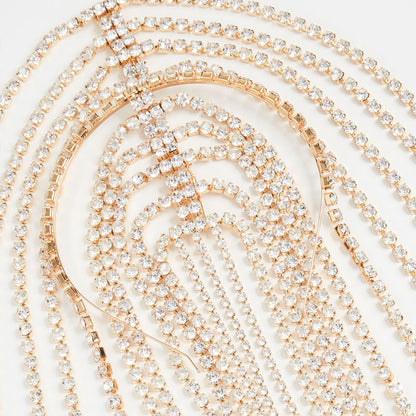 Rhinestone Long Tassel Headpiece – Exaggerated Personality Hair Accessory ✨