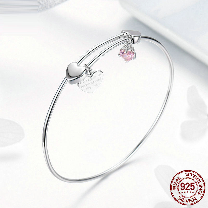 S925 Silver Bracelet - Heart-Shaped Design
