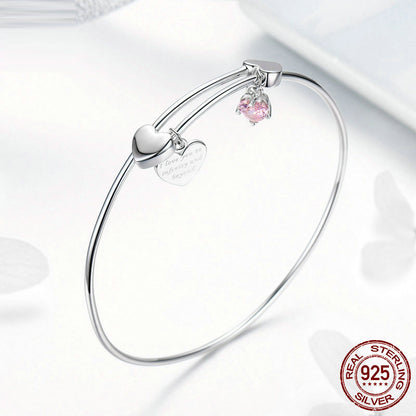 S925 Silver Bracelet - Heart-Shaped Design